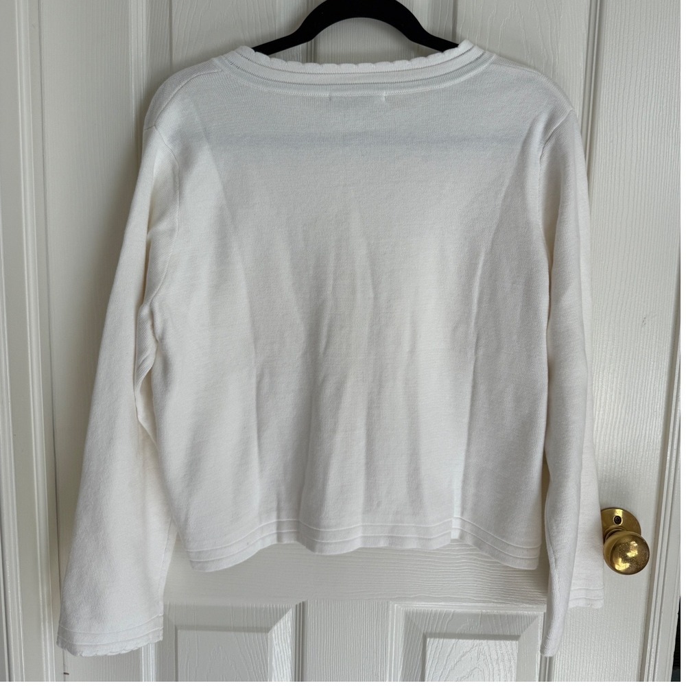 Free Assembly NWT Ruffle Neck Cardigan w Gold Buttons Off White Size Large - Picture 3 of 8